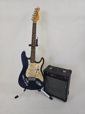 Lot A blue Encore six string electric guitar with...
