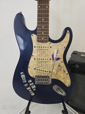 Lot A blue Encore six string electric guitar with...