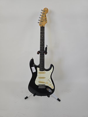 Lot A Korean black Fender Squier Stratocaster...