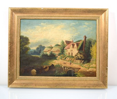 Lot 71 - 19th Century School, A lady and dog crossing a...