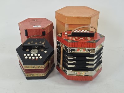 Lot A boxed Scholer twenty key concertina...