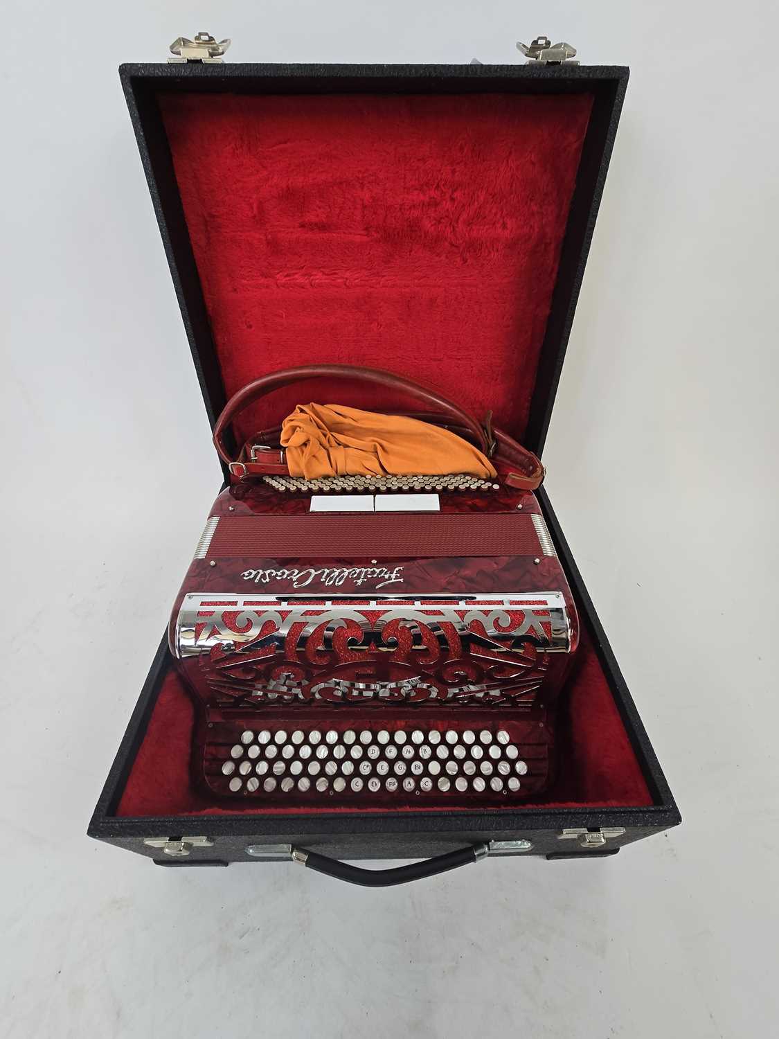 Lot A Fratelli Crosio button accordion with red...