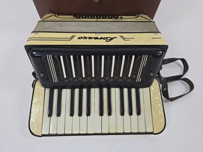 Lot A cased Lorenzo piano accordion