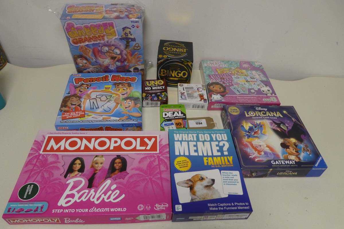 Lot 1294 - Selection of board games incl. Greedy Granny,...