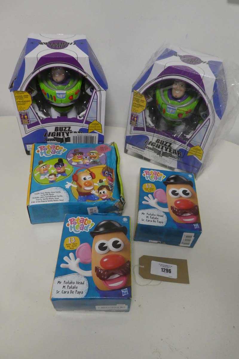 Lot 1296 - 3 boxed Buzz Lightyear figures with lights and...
