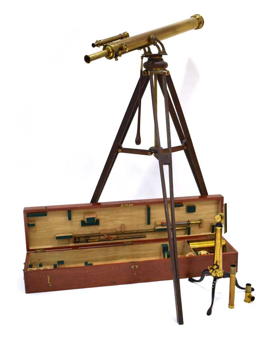 Lot 114 - A 19th century lacquered brass refracting...