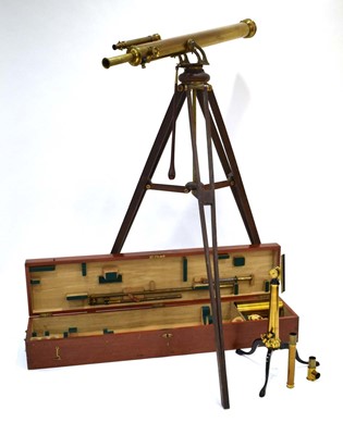 Lot 114 - A 19th century lacquered brass refracting...