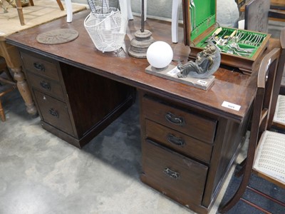 Lot 1523 - Dark wooden twin pedestal office with an...