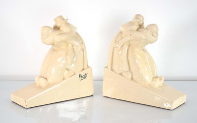 Lot 83 - A pair of Art Deco style crackle glazed...
