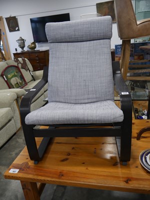 Lot 1536 - Modern grey fabric upholstered easy chair on...