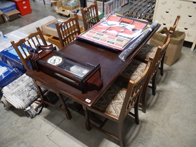Lot 1580 - Dark oak finish refectory table with 6...