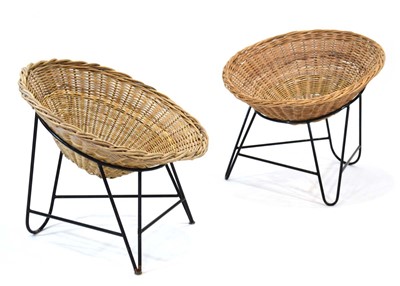 Lot 5 - A pair of 1950/60's bamboo basket chairs on...