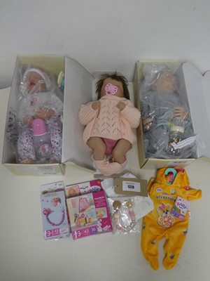 Lot 1378 - 3 Reborn baby dolls (2 in boxes) with some...