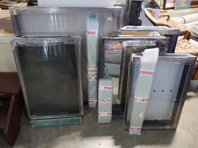 Lot 1599 - 5 various size glass display cases for die...