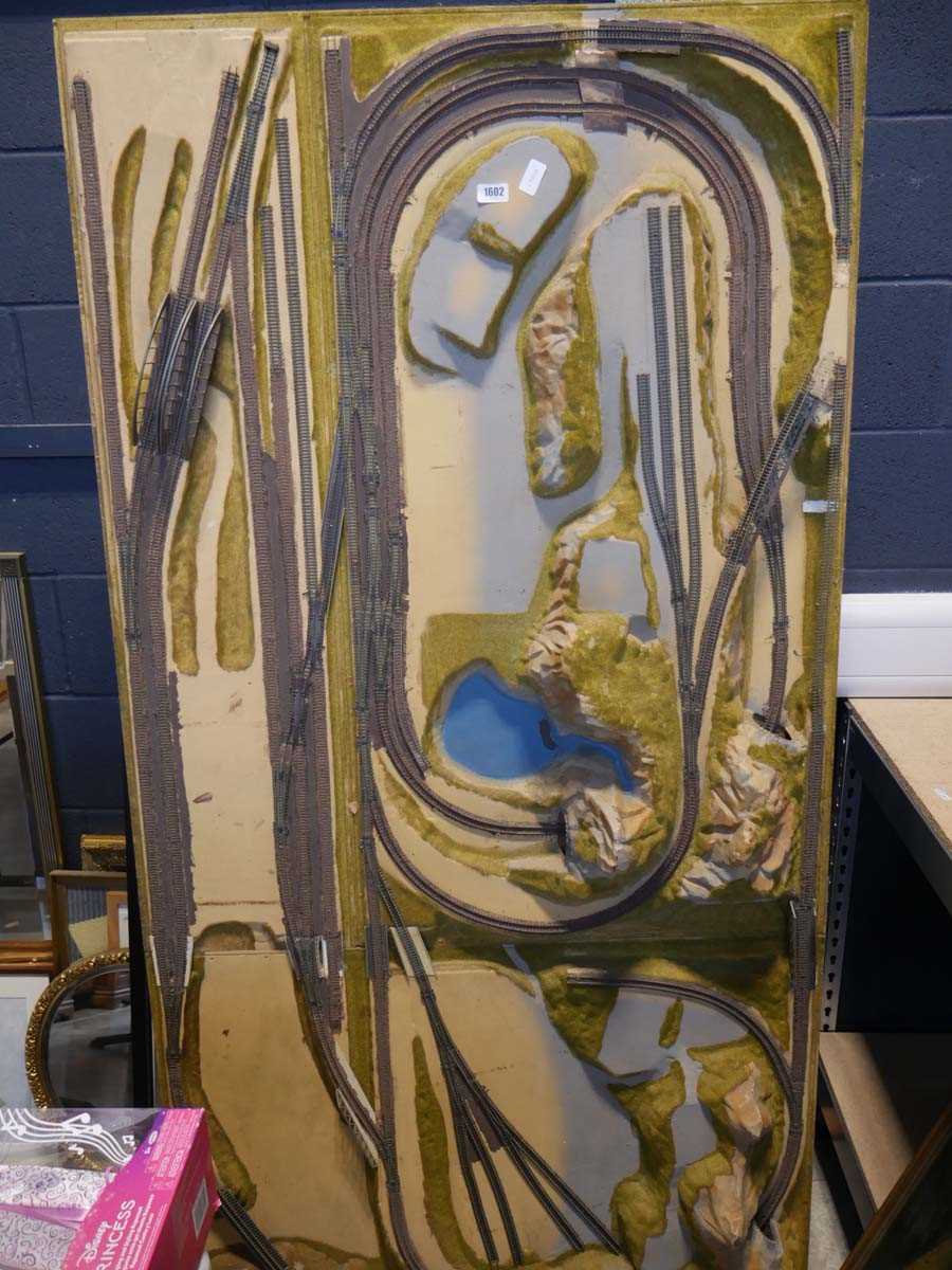 Lot 1602 - Large model railway landscape with track...