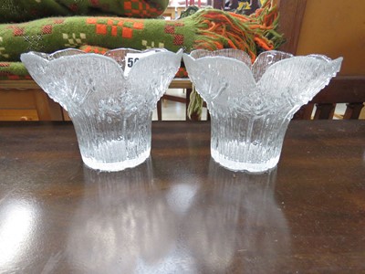 Lot 57 - A pair of moulded glass flower-head vases...