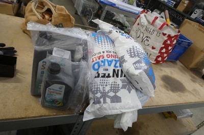 Lot 2350 - 2 bags of icing salt, tub of Petronas...