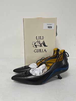 Lot Lili Curia evelyn double bow ankle strap pump...