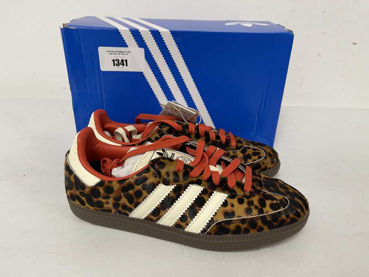 Lot Adidas samba OG trainers in leopard print size...