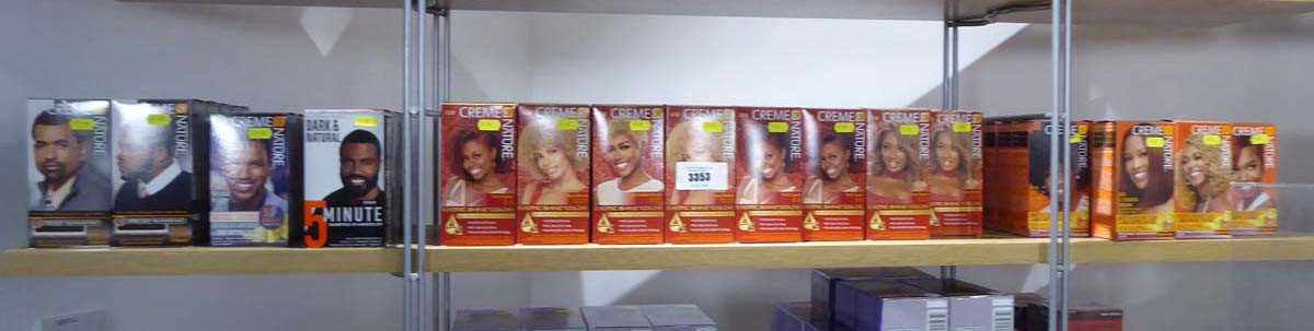 Lot 3353 - Shelf containing assorted hair products...