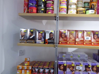 Lot 3353 - Shelf containing assorted hair products...