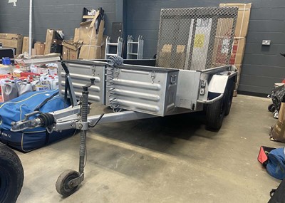 Lot 4231 - Steel body twin axle site trailer with loading...
