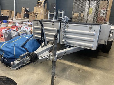 Lot 4231 - Steel body twin axle site trailer with loading...