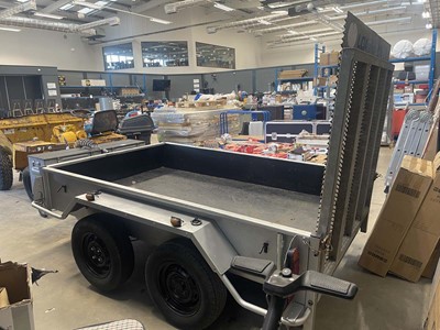 Lot 4231 - Steel body twin axle site trailer with loading...