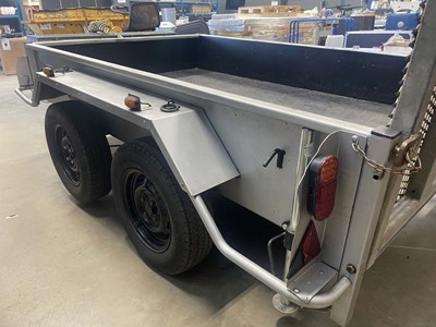 Lot 4231 - Steel body twin axle site trailer with loading...