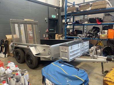 Lot 4231 - Steel body twin axle site trailer with loading...