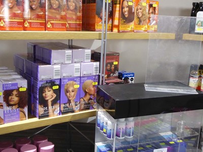 Lot 3354 - Shelf of hair products including Bigen...