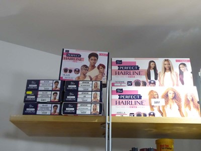 Lot 3357 - Shelf containing assortment of wigs including...