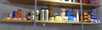 Lot 3358 - Shelf containing assortment of creams and...