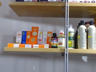 Lot 3358 - Shelf containing assortment of creams and...