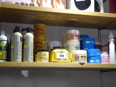 Lot 3358 - Shelf containing assortment of creams and...