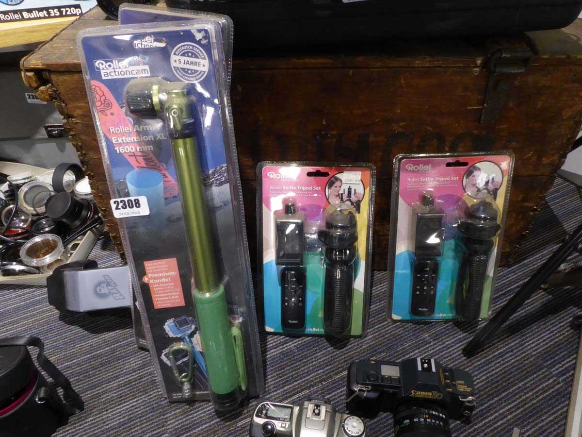 Lot 2308 - 2 Rollei Selfie tripod sets along with 2...