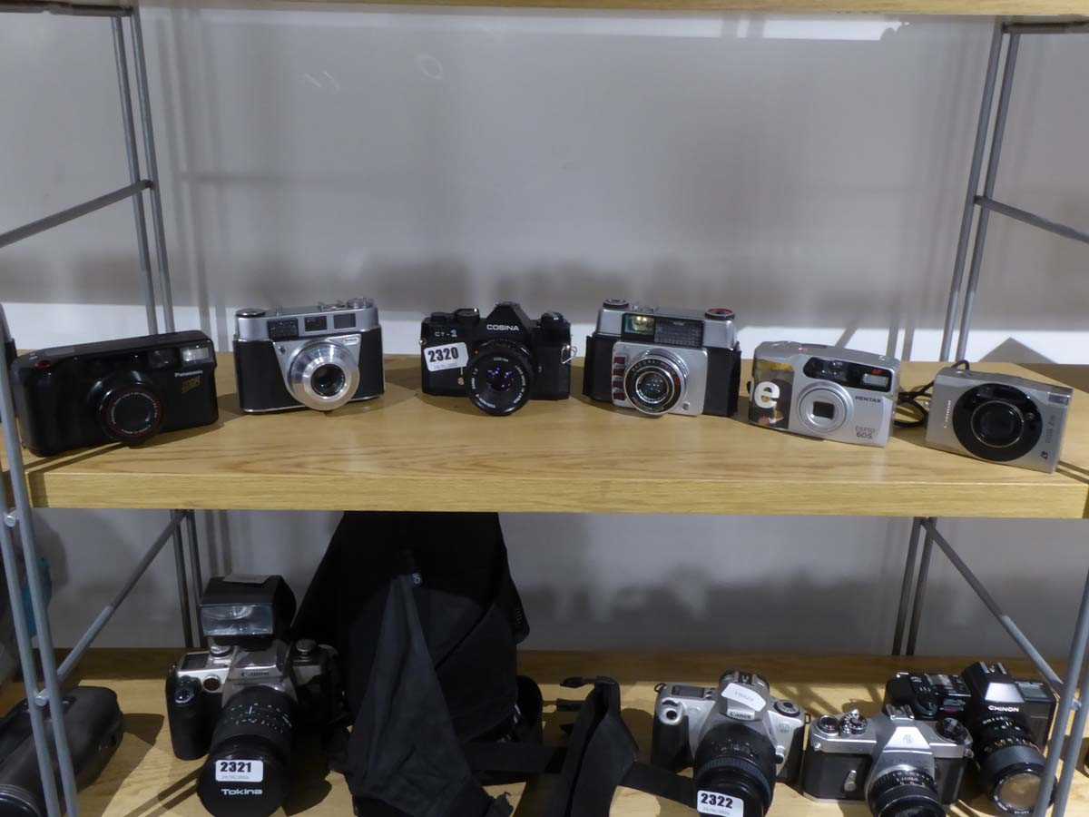 Lot 2320 - 6 cameras including Panasonic, Pentax, Cosina,...
