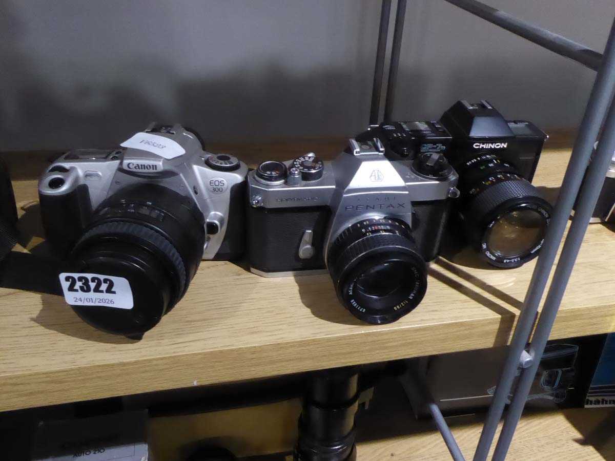 Lot 2322 - Canon Eos 300 camera along with a Pentax Asahi...