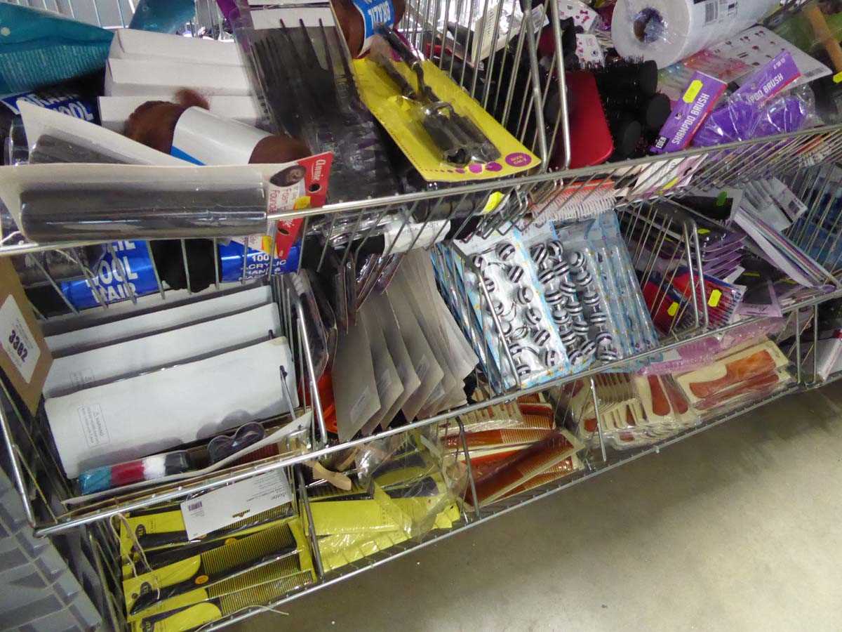 Lot 3383 - Wire basket containing assorted hair products...