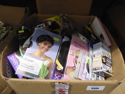 Lot 3394 - 2 large boxes of assorted hair products...