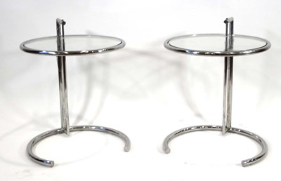 Lot 47 - A pair of Model E1027 chrome and glass side...