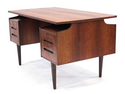 Lot 76 - A 1960's Danish rosewood and crossbanded desk,...