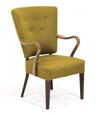 Lot 140 - A 1950's Danish beech framed armchair with...