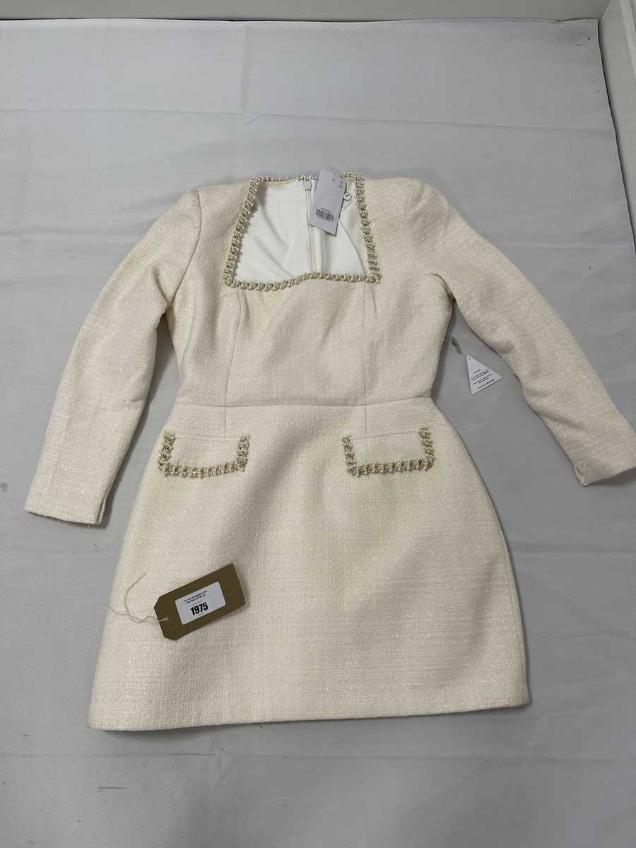 Lot 1975 - Nadine Merabi tweed blazer dress in cream size 14