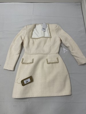 Lot Nadine Merabi tweed blazer dress in cream size 14