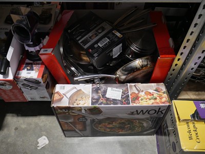 Lot 1798 - MIU Tri-Ply clad stainless steel wok, together...