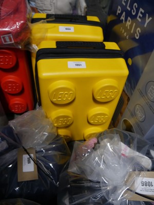 Lot 1861 - Lego 2 piece hard shell luggage set in yellow...
