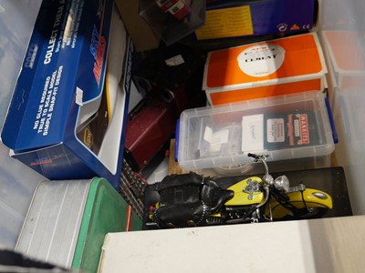 Lot 1406 - Clear plastic crate containing boxed diecast...