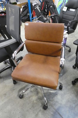 Lot 2172 - Tanned leather office armchair on chrome 5...