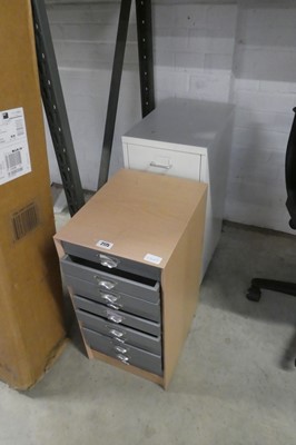 Lot 2175 - Metal 6 drawer filer with wooden 10 drawer filer